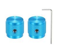 sourcing map 2 manopole per potenziometro in alluminio, 6 mm, universali, per controllo del tono del volume, con indicatore a freccia per chitarra, 5/8", blu