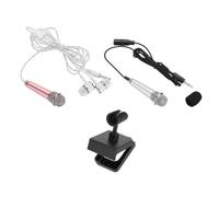 sourcing map 2 mini microfono piccolo microfono portatile con auricolare Mic Stand Cover per cantare registrazione vocale video per telefono oro rosa, argento