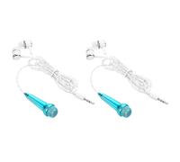 sourcing map 2 mini microfono piccolo microfono portatile mini microfono con auricolare per cantare registrazione vocale video per telefono computer notebook azzurro