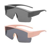 sourcing map 2 occhiali da sole sportivi polarizzati da uomo, mountain bike, guida, pesca, corsa, rosa e sabbia, montatura nera grigia
