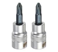 sourcing map 2 pezzi Phillips Bit Socket 3/8 "Drive PH2 S2 Acciaio Croce Testa Cacciavite Punte per Trapano CR-V Adattatore Presa in Acciaio per Casa Auto Asse Hex Dadi Bulloni Riparazione