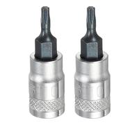 sourcing map 2 pezzi Torx Bit Socket 1/4 "Drive T10 S2 Acciaio Torx Testa Cacciavite Punte per Trapano CR-V Adattatore Presa in Acciaio per Casa Auto Asse Hex Dadi Bulloni Riparazione