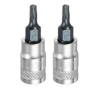 sourcing map 2 pezzi Torx Bit Socket 1/4 "Drive T15 S2 Acciaio Torx Testa Cacciavite Punte per Trapano CR-V Adattatore Presa in Acciaio per Casa Auto Asse Hex Dadi Bulloni Riparazione