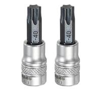 sourcing map 2 pezzi Torx Bit Socket 1/4 "Drive T40 S2 Acciaio Torx Testa Cacciavite Punte per Trapano CR-V Adattatore Presa in Acciaio per Casa Auto Asse Hex Dadi Bulloni Riparazione
