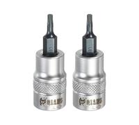 sourcing map 2 pezzi Torx Bit Socket 3/8 "Drive T10 S2 Acciaio Star Head Cacciavite Punte per Trapano CR-V Adattatore Presa in Acciaio per Casa Auto Asse Hex Dadi Bulloni Riparazione