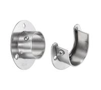 sourcing map 2 prese per aste per armadio, 3,8 cm, in acciaio inox 304, supporto per asta con flangia da 2,3 cm, per tende da doccia, armadio e guardaroba, argento