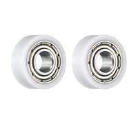 sourcing map 2 pulegge con cuscinetto folle a rullo, 4 x 11 x 4 mm, puleggia piatta con cuscinetto 684ZZ, per accessori hardware per mobili (bianco)