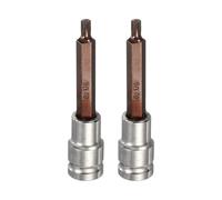 sourcing map 2 punte a tripla scanalatura quadrata da 1/2 "Drive M6 di dimensioni metriche in acciaio S2 a 12 punte a testa lunga per cacciavite punte per trapano in acciaio CR-V adattatore per presa