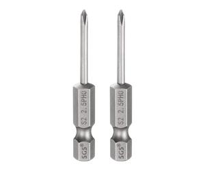 sourcing map 2 punte per cacciavite Phillips PH00 1/4" con gambo esagonale da 50 mm di lunghezza e 0,3 cm, punte magnetiche a croce in acciaio S2, cacciavite industriale per utensili elettrici, grigio