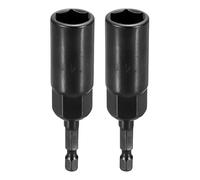 sourcing map 2 punte per trapano avvitatore da 14 mm, attacco metrico da 1/4", codolo esagonale da 80 mm, extra lunghe, a 6 punti, cambio rapido, in acciaio Cr-V, per avvitatori elettrici, colore nero