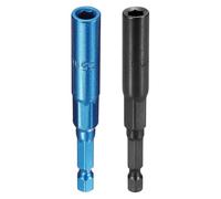 sourcing map 2 punte per trapano avvitatore da 5,5 mm, attacco metrico da 1/4", codolo esagonale da 80 mm, extra lunghe, a 6 punti, cambio rapido, in acciaio Cr-V, per avvitatori elettrici, nero/blu