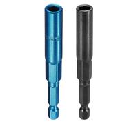 sourcing map 2 punte per trapano avvitatore da 6 mm, attacco metrico da 1/4", codolo esagonale da 80 mm, extra lunghe, a 6 punti, cambio rapido, in acciaio Cr-V, per avvitatori elettrici, nero/blu