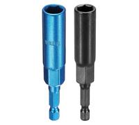 sourcing map 2 punte per trapano avvitatore da 9 mm, attacco metrico da 1/4", codolo esagonale da 80 mm, extra lunghe, a 6 punti, cambio rapido, in acciaio Cr-V, per avvitatori elettrici, nero/blu
