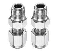 sourcing map 2 raccordi a compressione da 3 mm OD x 1/8" NPT filettatura maschio in acciaio inox, accoppiatore dritto per tubo di compressione, connettore per olio, gas, acqua