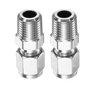 sourcing map 2 raccordi a compressione da 6 mm OD x 1/4" NPT filettatura maschio in acciaio inox, accoppiatore dritto per tubo di compressione, connettore per olio, gas, acqua