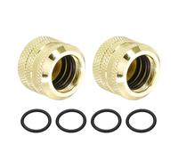 sourcing map 2 raccordi a compressione per tubi rigidi (da G1/4" a 10 ID 14 mm OD, oro) - Raccordo a compressione a serraggio rapido per tubi morbidi/sistema di raffreddamento ad acqua del computer
