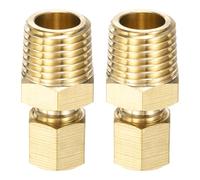 sourcing map 2 raccordi per tubi di compressione in ottone 0,5 cm OD x 0,6 cm NPT x 2,95 cm filettatura maschio connettore unione a compressione adattatore dritto per linee d'aria, olio, carburante
