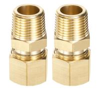 sourcing map 2 raccordi per tubi di compressione in ottone, diametro esterno 1,3 cm x 1 cm NPT x 4 cm, filettatura maschio a compressione, adattatore dritto per linee d'aria, olio, carburante, freni