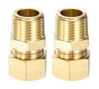 sourcing map 2 raccordi per tubi di compressione in ottone, diametro esterno 1,6 cm x 1,3 cm NPT x 4,3 cm, filettatura maschio, raccordo dritto per linee d'aria, olio, carburante, freni