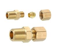 sourcing map 2 raccordi per tubi in ottone, 1/8 "OD x 1/8" NPT maschio in ottone a compressione, connettore a compressione in ottone, adattatore di accoppiamento dritto in ottone adatto per tubi da