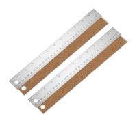sourcing map 2 righelli in acciaio inox con supporto in sughero da 30 cm | Strumento di misurazione del bordo dritto del righello del metallo di precisione per gli strumenti di ingegneria dell'ufficio
