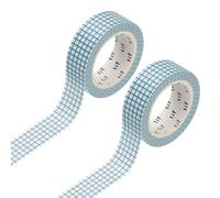 sourcing map 2 rotoli di nastro Washi a griglia, 1,5 cm x 9,1 m, nastro decorativo colorato, forniture per artigianato fai da te, confezioni regalo, album di ritagli, decorazioni per feste, blu poco