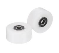 sourcing map 2 ruote a rullo in nylon con cuscinetti, foro da 1/2" x 2-11/16" larghezza x 1-1/4" lunghezza, ruota guida CNC, puleggia piatta in nylon (bianco)