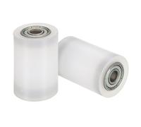 sourcing map 2 ruote a rullo in nylon con cuscinetti, foro da 1/4" x 1" larghezza x 1-1/2" lunghezza, ruota guida CNC cinghia piatta folle, puleggia in nylon (bianco)