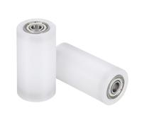 sourcing map 2 ruote a rullo in nylon con cuscinetti, foro da 1/4" x 1" larghezza x 5,1 cm lunghezza, ruota guida CNC cinghia piatta folle, puleggia in nylon (bianco)