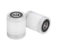 sourcing map 2 ruote a rullo in nylon con cuscinetti, foro da 3/8" x 1-1/4" larghezza x 1-5/8" lunghezza, ruota guida CNC, puleggia piatta in nylon (bianco)