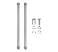 sourcing map 2 set di aste dritte per lampade da 200 mm, in acciaio al carbonio M10, con filettatura fine a doppia estremità con dadi di bloccaggio, connettore a manicotto per lampade da tavolo da