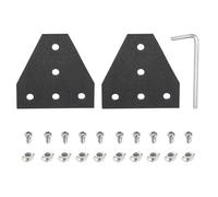 sourcing map 2 set di connettori per staffa angolare a forma di T, 5 fori 2020 piastra di estrusione in alluminio con 10 dadi a T M5, 10 viti a testa esagonale M5x10 e 1 chiave M4, nero