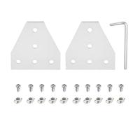 sourcing map 2 set di connettori per staffa angolare a forma di T, 5 fori 2020 piastra di estrusione in alluminio con 10 dadi a T M5, 10 viti a testa esagonale M5 x 10 e 1 chiave M4, argento