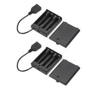 sourcing map 2 supporti per batterie AAA, 4 slot da 1,5 V, portatile, con interruttore di copertura e cavo USB, per luci LED, uso interno ed esterno, nero