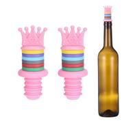 sourcing map 2 tappi per vino in silicone, a forma di corona, divertenti tappi per vino, rosa