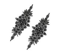 sourcing map 2 toppe con strass, accessori per cintura, ricamate 3D, termoadesive da cucire, decorazioni per matrimoni, cinture, vestiti, fai da te, colore nero, 24 x 9 cm