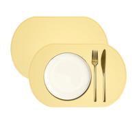 sourcing map 2 tovagliette ovali in silicone, 39,1 x 26,4 cm, antiscivolo, lavabili, resistenti al calore, impermeabili, con bordo alto, protezione per tavolo, cucina, scrivania, colore giallo
