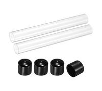 sourcing map 2 tubi in acrilico rigido trasparente, diametro interno 31 mm x diametro esterno 35 mm, tubo rotondo in policarbonato con tappi in gomma per idraulici, illuminazione, acquari, progetti