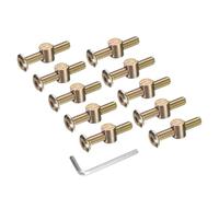 sourcing map 20 bulloni per telaio del letto, viti a testa esagonale M6 x 35 mm, con dadi a barilotto, kit di ricambio e chiave esagonale M4 per mobili, letti, sedie