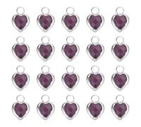 sourcing map 20 ciondoli a forma di cuore placcati in argento con cristalli, per collane 3D a forma di cuore, per la creazione di gioielli, bracciali, collane, orecchini, portachiavi fai da te, viola