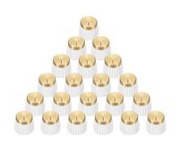 sourcing map 20 manopole push on fit per potenziometro da 6 mm di diametro, manopola di controllo bianco-oro per il controllo del tono del volume, parti di chitarra e basso, cromate