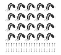 sourcing map 20 morsetti per cavi da 27 mm, in acciaio inossidabile 304, rivestiti in gomma, con cuscinetto isolante, supporto a U, con viti autofilettanti per installazione di cavi tubolari, nero