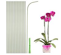 sourcing map 20 pali di supporto per piante verdi, 39,9 cm, pieghevoli, in plastica, a stelo singolo, con legami, per piante in vaso, fiori, orchidee, peonia, verde