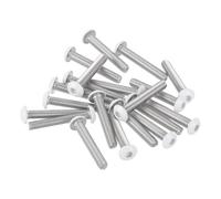 sourcing map 20 viti a testa esagonale con testa a bottone M4-0,7 x 25 mm, bulloni in acciaio inossidabile 304, filettatura completa, finitura lucida, viti per mobili, elettrodomestici, colore bianco