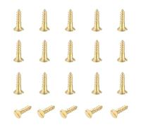 sourcing map 20 viti in ottone, M3 x 12 mm, a testa piatta, autofilettanti, per legno, riparazione di mobili, cornici fotografiche, cartongesso, elettrodomestici, oro