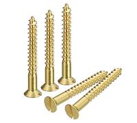 sourcing map 20 viti per legno in ottone, M4,5 x 40 mm, a testa piatta, autofilettanti, viti svasate per la lavorazione del legno e mobili