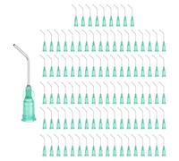 sourcing map 200 aghi erogatori a punta smussata, calibro 18, in acciaio inox a 45 gradi, punte di erogazione piegate con Luer Lock 2,5 cm, ago smussato angolato, verde