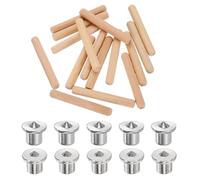 sourcing map 200 perni di tasselli in legno massiccio da 5/16 "x 2-3/8", perno dritto scanalato in legno duro con 10 tasselli cavi solidi set di spine di trasferimento per mobili lavorazione del legno