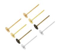 sourcing map 200 perni per orecchini, 4 mm, in acciaio inox, piatti, vuoti, per gioielli fai da te, colori misti, 4 mm, Acciaio inossidabile