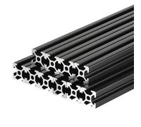 sourcing map 2020 T Slot estrusione in alluminio 100 mm (3,9 pollici) nero standard europeo anodizzato guida lineare per stampante 3D macchina per incisione laser 10 pezzi